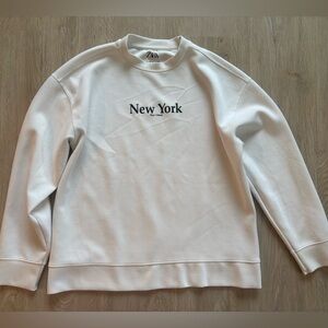 Zara pullover sweatshirt top New York Run Views white/ black sz 13-14yr
